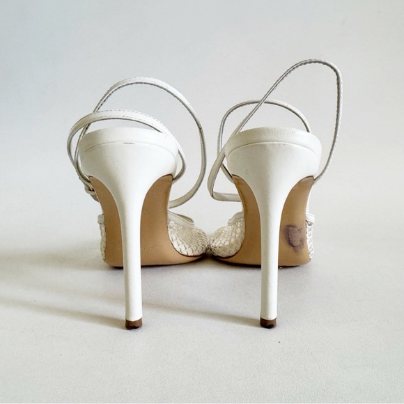 Black Suede Studio Millie 100 Mesh Heels 8.5 Ivory Crochet European Resort Chic - Picture 11 of 15